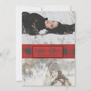 Liebe + Joy Buffalo Karo Zwei Fotos Feiertagskarte