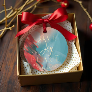 Liebe Joy & Peace Abstrakt Paint Brush Stroke Foto Ornament