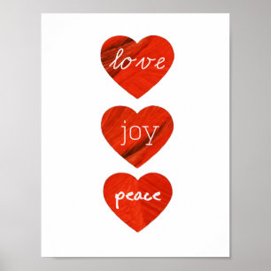 Liebe Joy Peace Hearts Poster