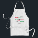 LIEBE JOY PEACE Hebrew Personalisiert<br><div class="desc">Diese Schürze ist ein stilvolles Geschenk für alle, die zu jeder Jahreszeit kochen, aber besonders während der Ferien. Die Wörter LIEBE JOY PEACE einschließlich ihrer hebräischen Übersetzungen sind rot, gelb und grün farbkodiert. Der Text kann angepasst werden, falls Sie etwas ändern möchten. Es gibt einen hellgrauen Platzhalter, der auch anpassbar...</div>