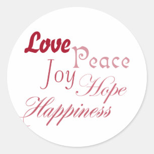 Liebe Joy Peace Hope Happy Runder Aufkleber