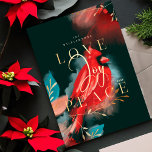 Liebe Joy & Peace Roter Kardinal Aquarell Feiertagskarte<br><div class="desc">Unsere Weihnachtskarte im Kardinal verkörpert Wärme, Leben und Energie, die von der Natur inspiriert werden. Ausdrückliche Pinsel- und Stiftöne werden mit unserem künstlerisch stilisierten Vogelkunstwerk Roter Kardinal kombiniert. Das Gefühl der Liebe, der Freude und des Friedens hervorheben. Die Farben Rot, Rot, Schwarz, Schwarz, Schwarz, Saphirblau und Dunkelgolden sind in einem...</div>