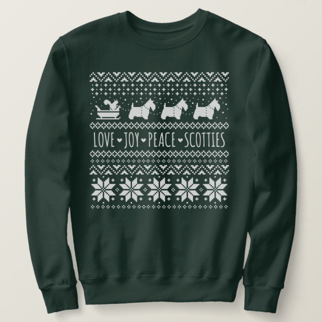 Liebe Joy Peace Scotties Weihnachtshunde Hunde Sweatshirt (Design vorne)