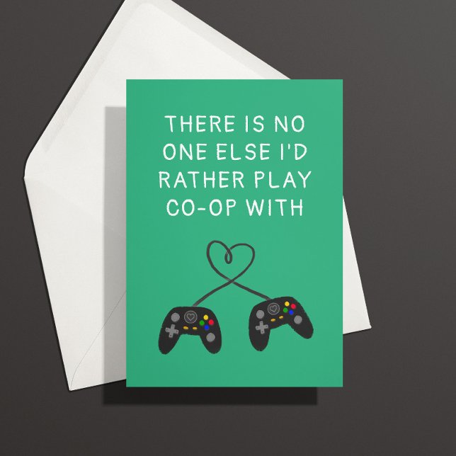 Liebe-Jubiläumskarte für Konsolenspiele Karte ("no one else I'd rather play co-op with" anniversary card for console gamers)