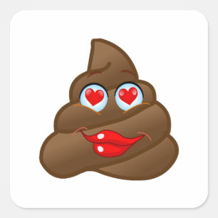 Liebe Kacke Emoji Face! Quadratischer Aufkleber