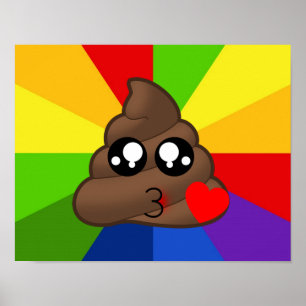 Liebe Kacke Emoji Rainbow Burst Poster
