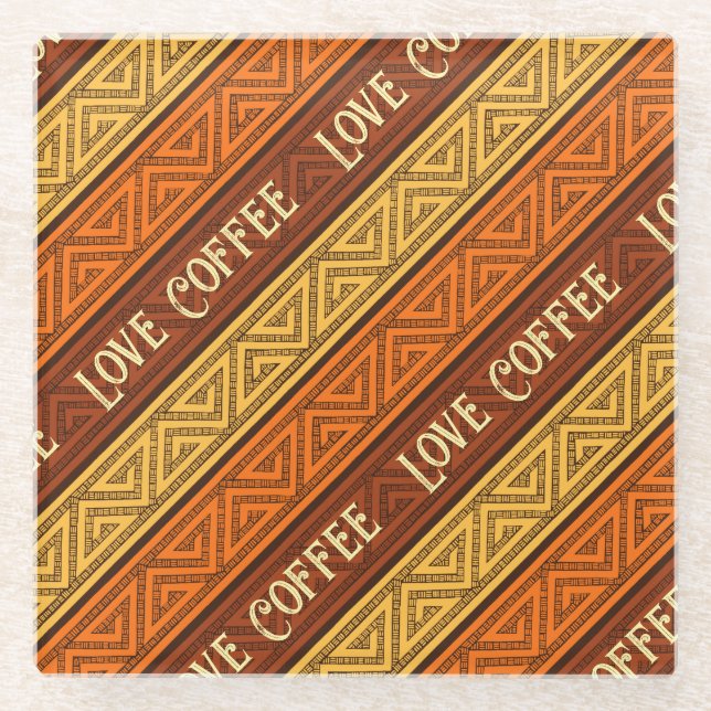 Liebe Kaffee Autumnal Erthy Brown Orange & Yellow Glasuntersetzer (Vorderseite)