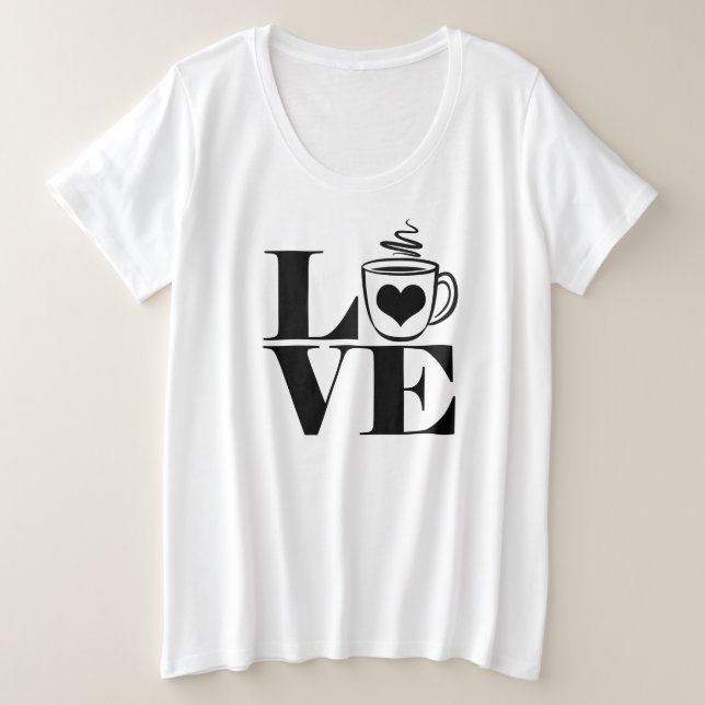 Liebe Kaffee Cup Herzkaffee Lover Große Größe T-Shirt (Design vorne)