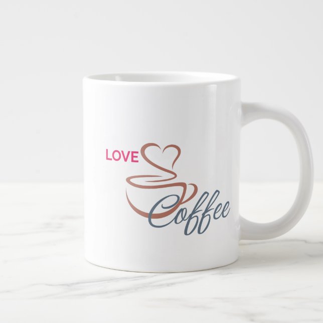 Liebe Kaffee Herz Design Klassischer Becher        Jumbo-Tasse (Rechts)