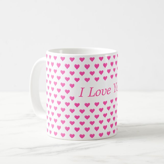 Liebe Kaffee Tasse mit Herz und Text - I Liebe Sie (Vorderseite Links)