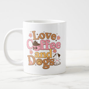 Liebe Kaffee und Hunde Retro Jumbo-Tasse