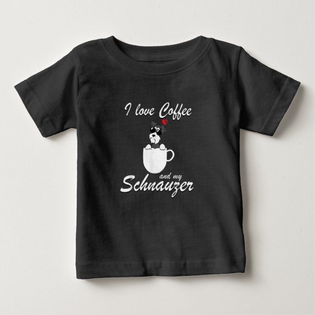 Liebe Kaffee und mein Schnauzer Hund Liebhaber Baby T-shirt (Vorderseite)