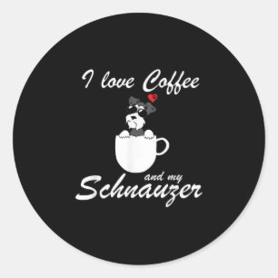 Liebe Kaffee und mein Schnauzer Hund Liebhaber Runder Aufkleber
