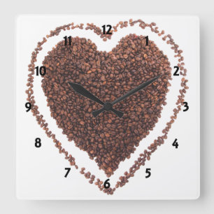 Liebe Kaffeemaschine Quadratische Wanduhr
