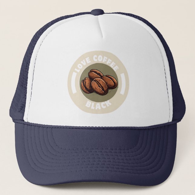 Liebe Kaffeepause schwarz Truckerkappe (Vorderseite)