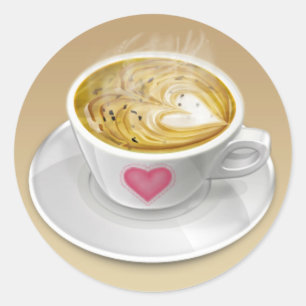 Liebe Kaffeetasse und Valentinsticker Runder Aufkleber