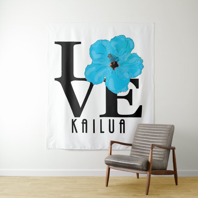 LIEBE Kailua Blue Hibiskus Wandteppich (Beispiel)