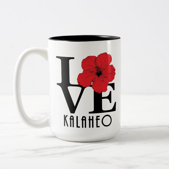 LIEBE Kalaheo Hawaii Roter Hibiskus 15oz Zweifarbige Tasse (Links)