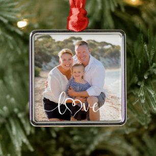 Liebe Kalligrafie Herz Foto Ornament Aus Metall