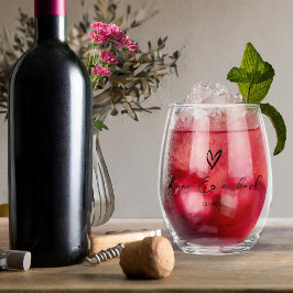 Liebe Kalligrafie Herzschwarz B&W ID940 Weinglas Ohne Stiel