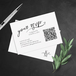 Liebe Kalligrafie Hochzeitsstichtag QR Code B&W ID RSVP Karte