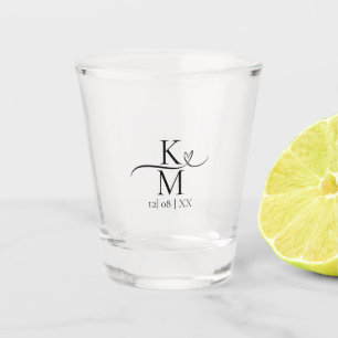 Liebe Kalligraphie-Initialen Herzschwarz B&W ID940 Schnapsglas