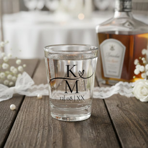Liebe Kalligraphie-Initialen Herzschwarz B&W ID940 Schnapsglas