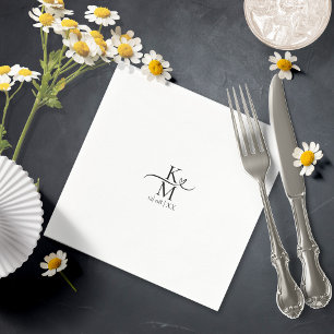 Liebe Kalligraphie-Initialen Herzschwarz B&W ID940 Serviette