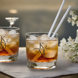 Liebe Kalligraphie-Initialen Herzschwarz B&W ID940 Whiskyglas