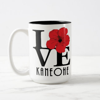 LIEBE Kaneohe Hawaii Roter Hibiskus 15oz Zweifarbige Tasse