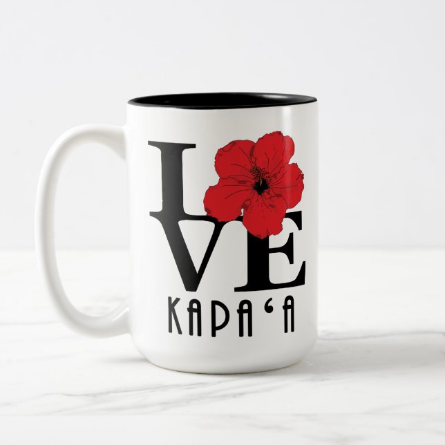 LIEBE Kapa`a Hawaii Roter Hibiskus 15oz Zweifarbige Tasse (Links)