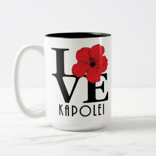 LIEBE Kapolei Roter Hibiskus 15oz Zweifarbige Tasse