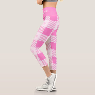 Liebe Kariert Moderne rosa Sammlung Capri Leggings