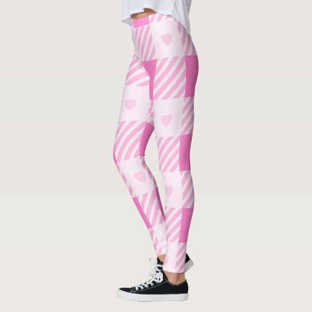 Liebe Kariert Moderne rosa Sammlung Leggings (Links)