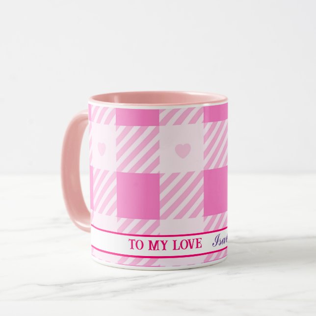 Liebe Kariert Moderne rosa Sammlung Tasse (Vorderseite Links)