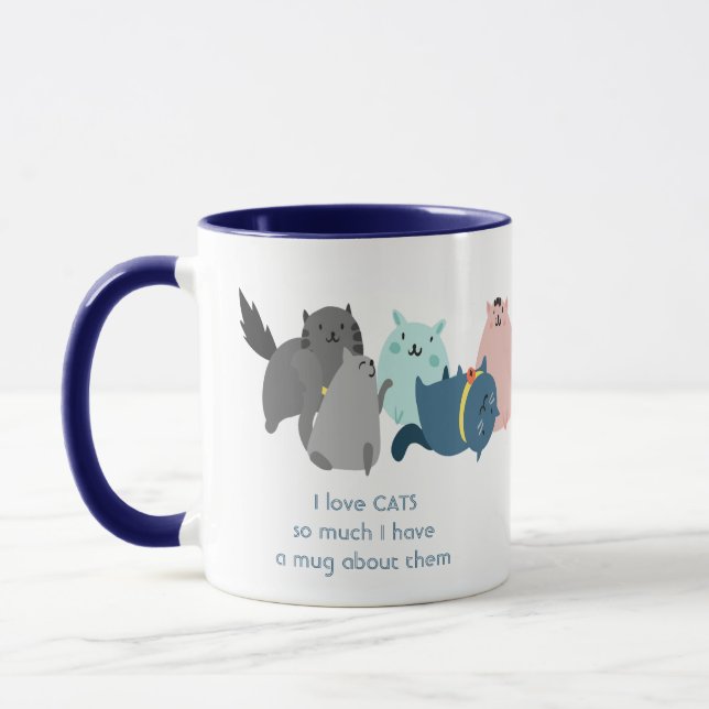 Liebe KATS so viel ich so viel Spaß Quote Tasse (Links)