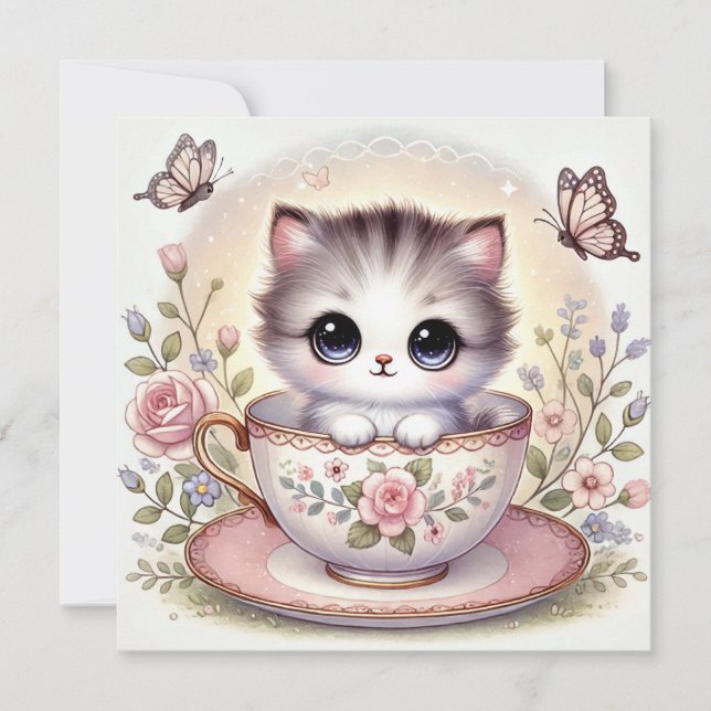 Liebe Kätzchen Einladung (Vorderseite)