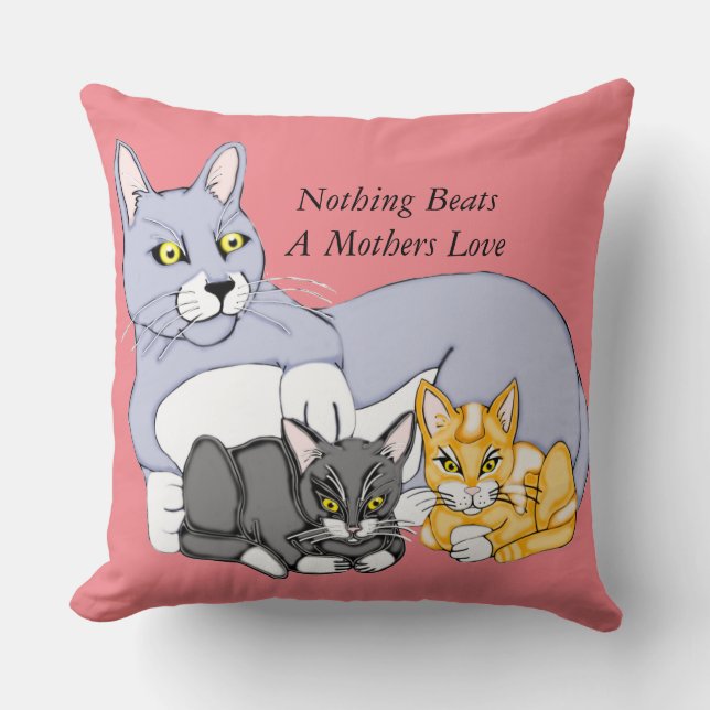 Liebe Katze und Kätzchen Kissen (Vorderseite)