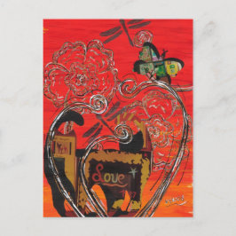 Liebe Katze und Schmetterling Postkarte