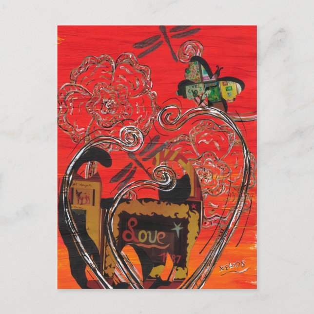 Liebe Katze und Schmetterling Postkarte (Vorderseite)