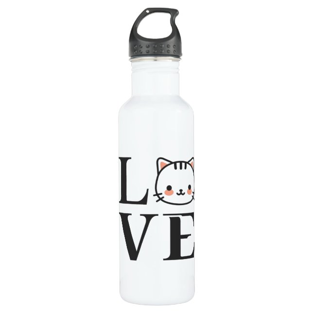 Liebe Katzen Edelstahlflasche (Vorderseite)