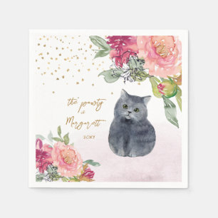 Liebe Katzen Illustration Happy Birthday Girl Part Serviette