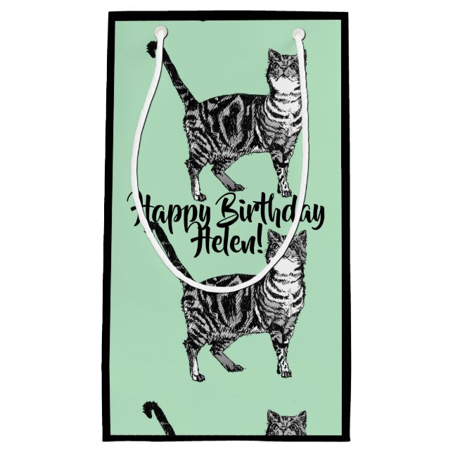 Liebe Katzen Minze Tabby Katze Tiertier Geschenkta Kleine Geschenktüte (Vorderseite)