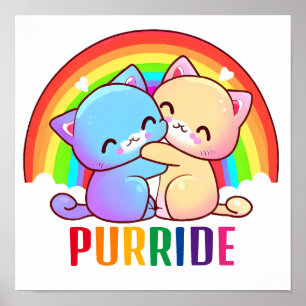 Liebe Katzen Regenbogen Poster