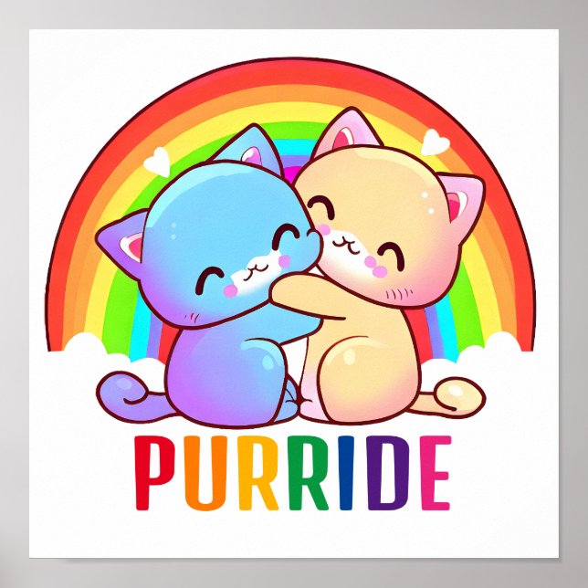 Liebe Katzen Regenbogen Poster (Vorne)
