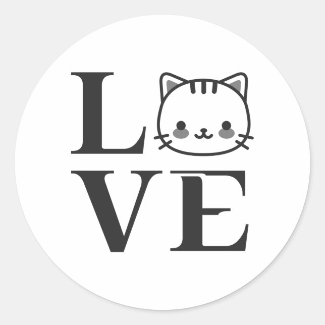 Liebe Katzen Runder Aufkleber (Vorderseite)