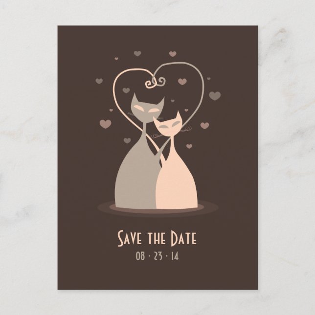 Liebe Katzen - Save the Date Postkarte (Vorderseite)