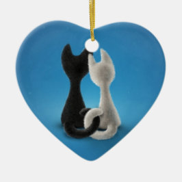 Liebe-Katzen Schwarzweiss Keramik Ornament