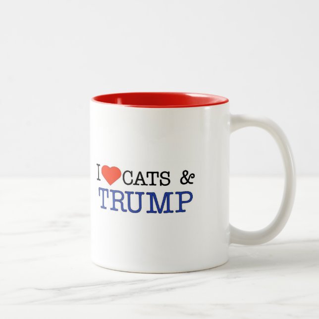 Liebe-Katzen-Trumpf Zweifarbige Tasse (Rechts)