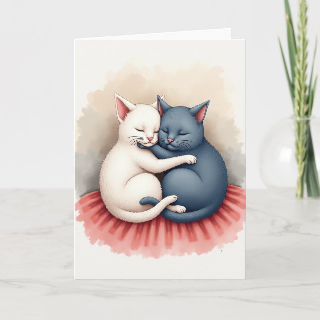 Liebe Katzen Umarmen Karte (Vorderseite)